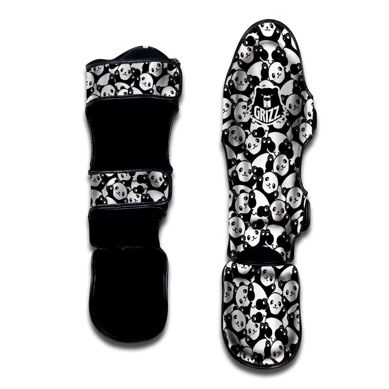 Happy Panda Cute Print Pattern Muay Thai Shin Guards-grizzshop