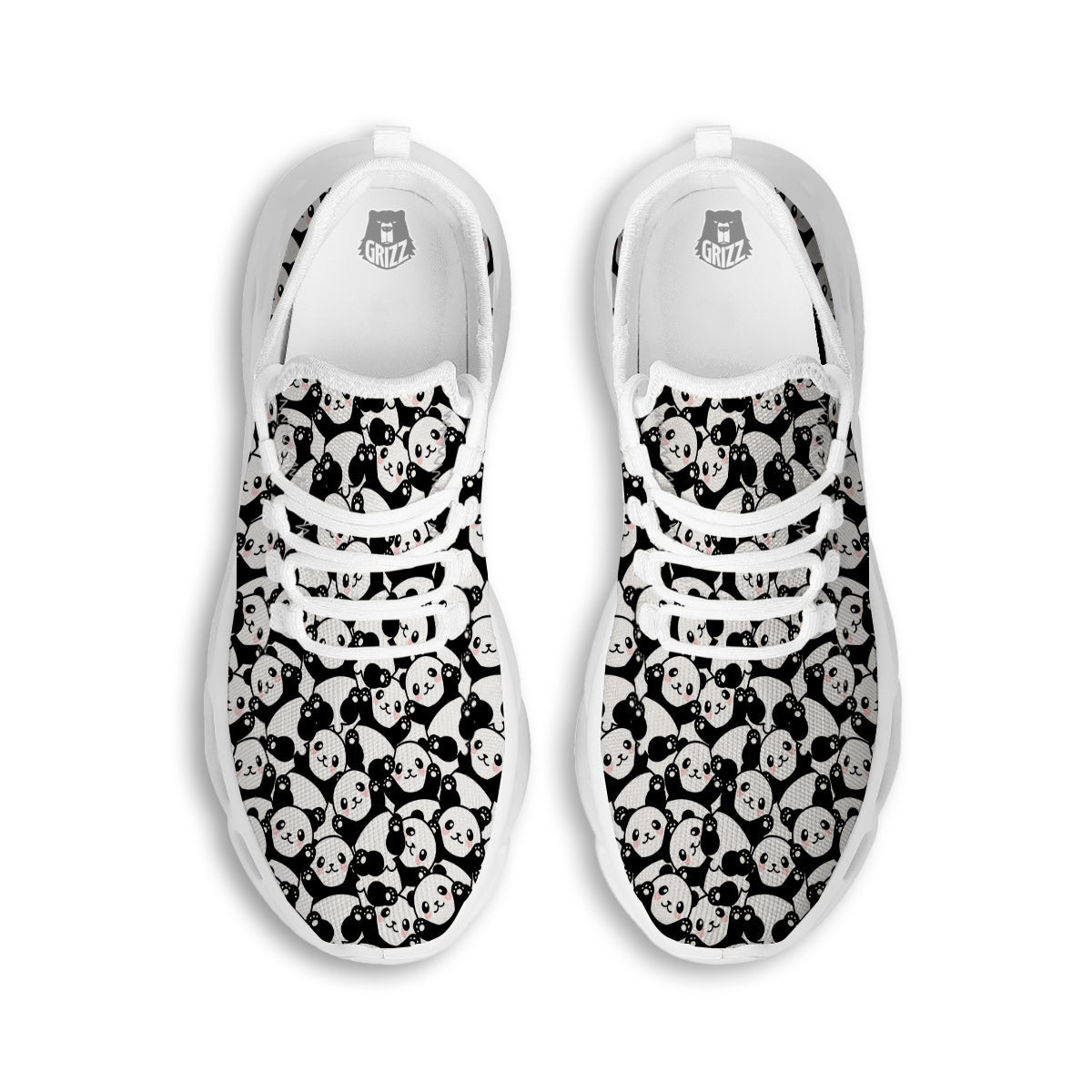 Happy Panda Cute Print Pattern White Running Shoes-grizzshop