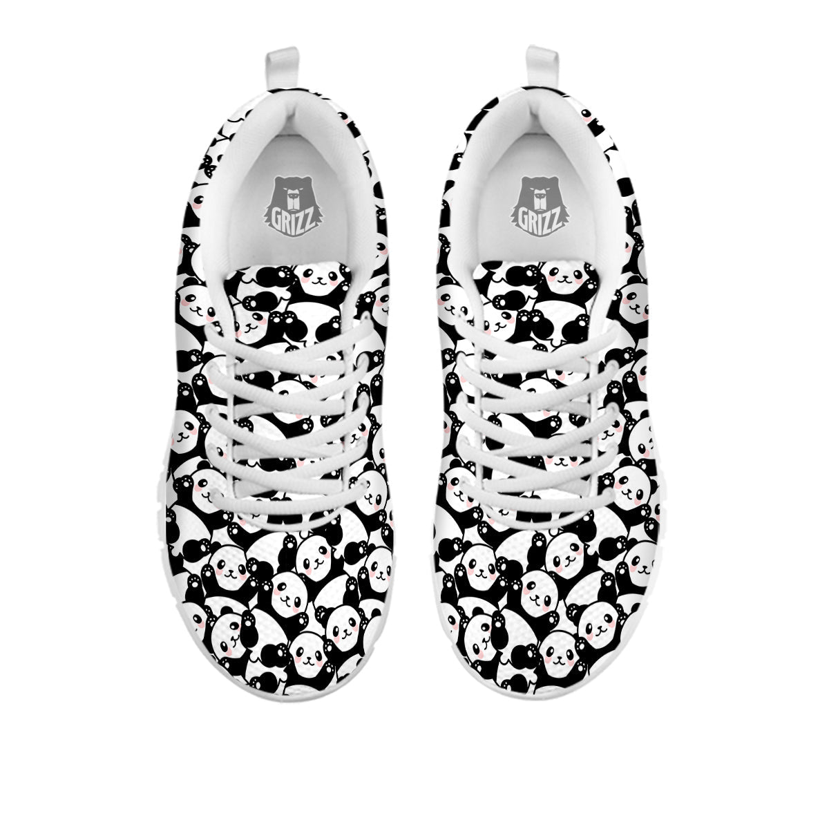 Happy Panda Cute Print Pattern White Sneaker-grizzshop