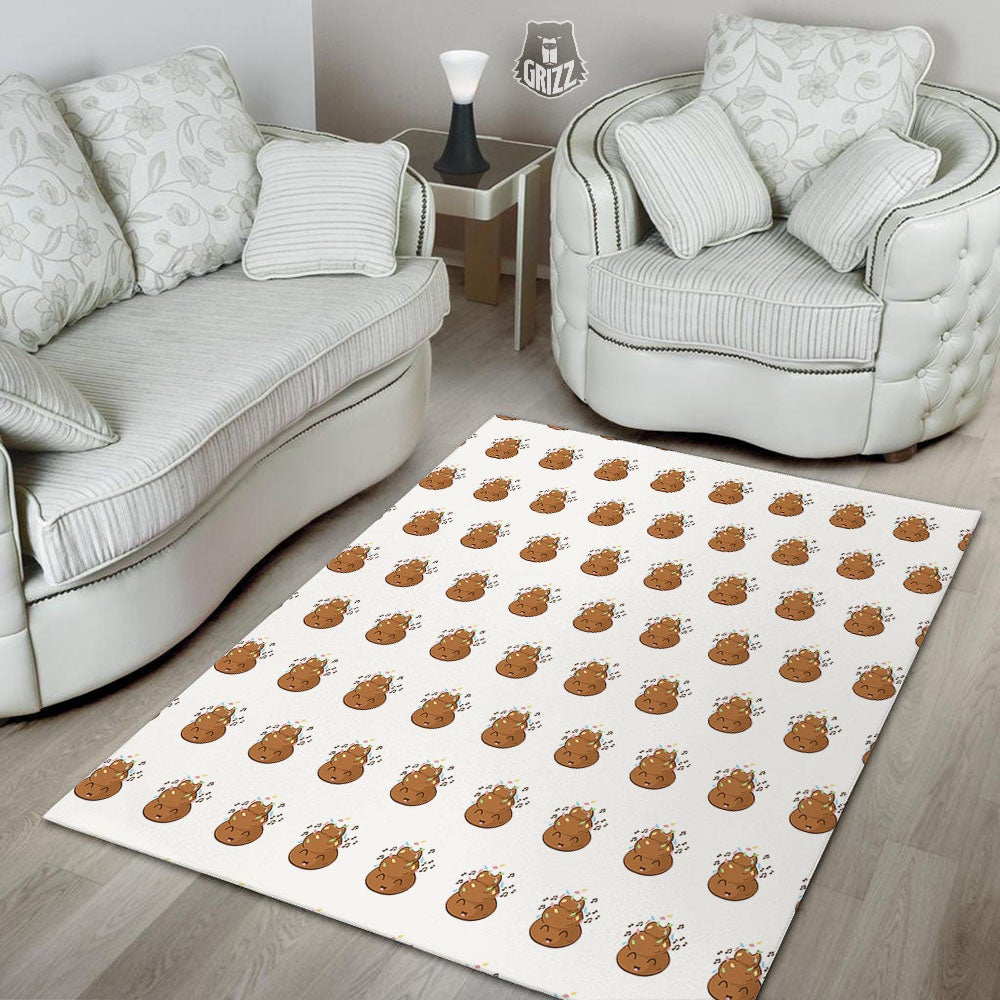 Happy Poop Print Pattern Floor Mat-grizzshop