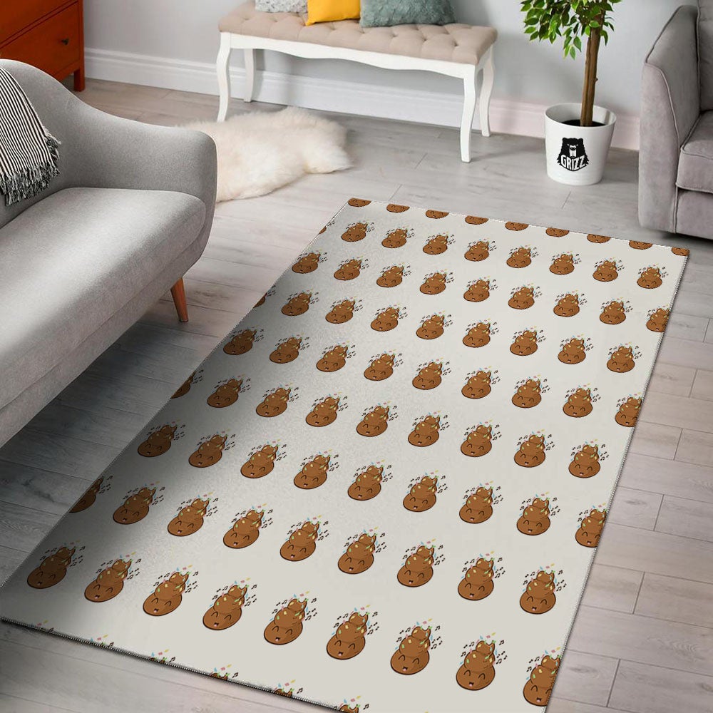 Happy Poop Print Pattern Floor Mat-grizzshop