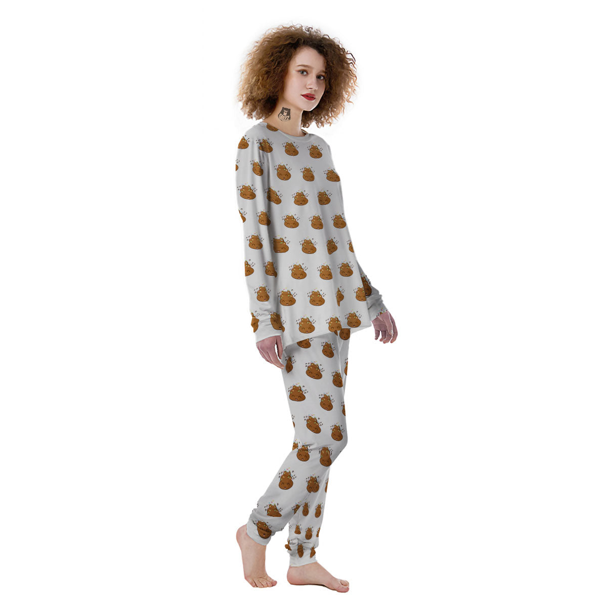 Happy Poop Print Pattern Women's Pajamas-grizzshop