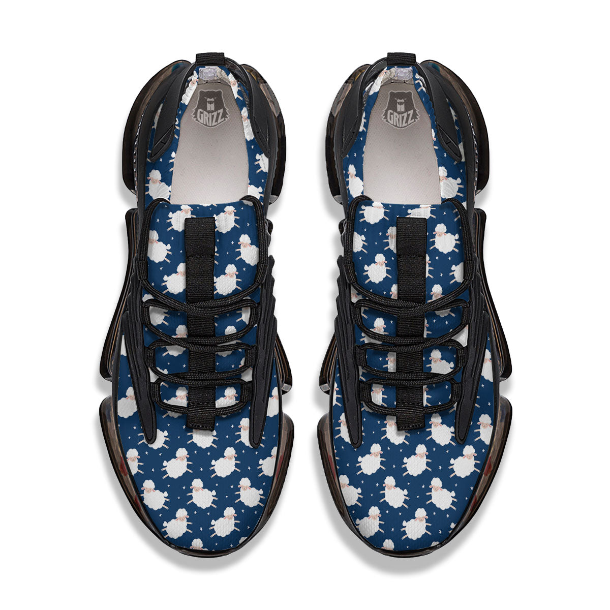 Happy Sheep Print Pattern Black Gym Shoes-grizzshop