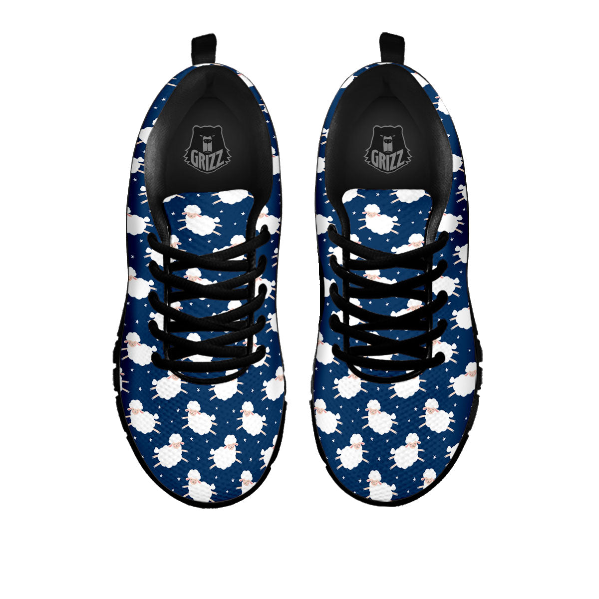 Happy Sheep Print Pattern Black Sneaker-grizzshop