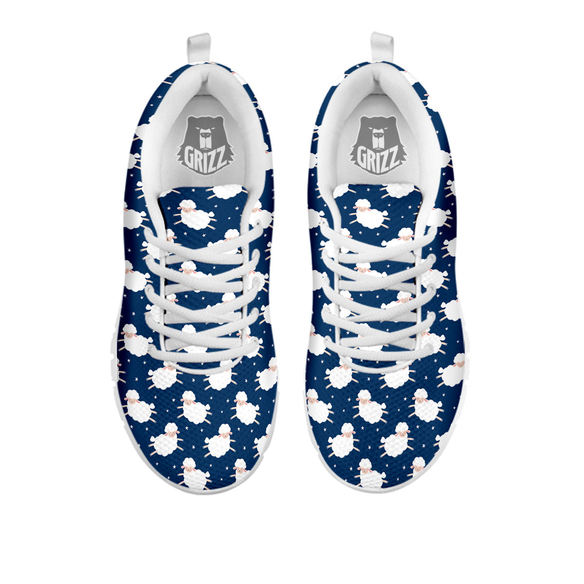 Happy Sheep Print Pattern White Sneaker-grizzshop