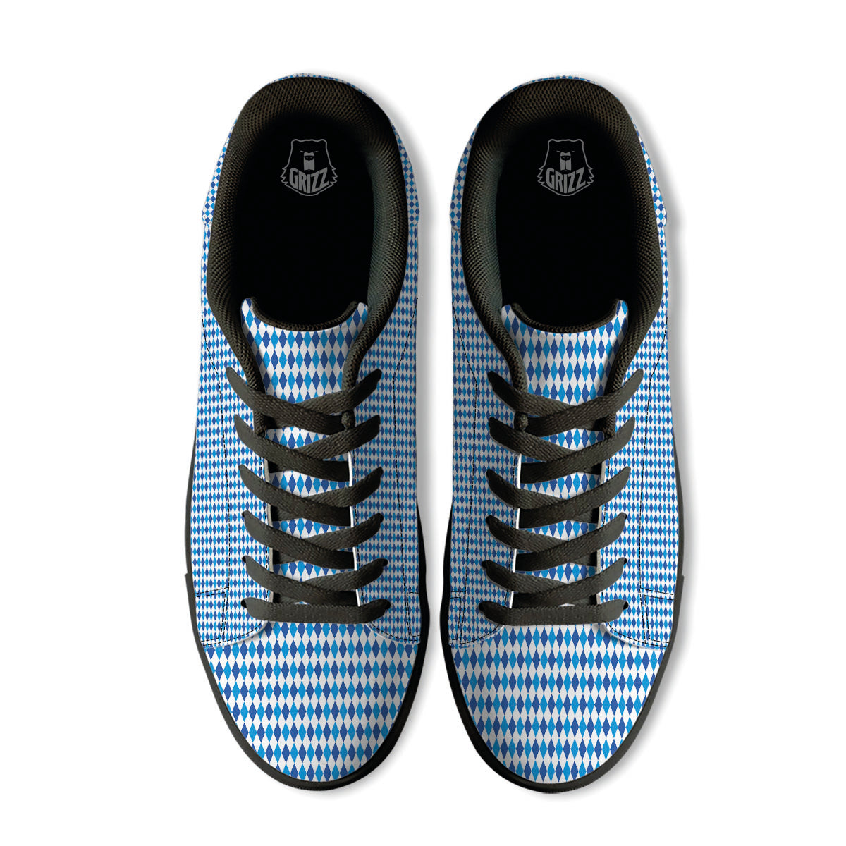 Harlequin Blue Print Pattern Black Low Top Sneakers-grizzshop