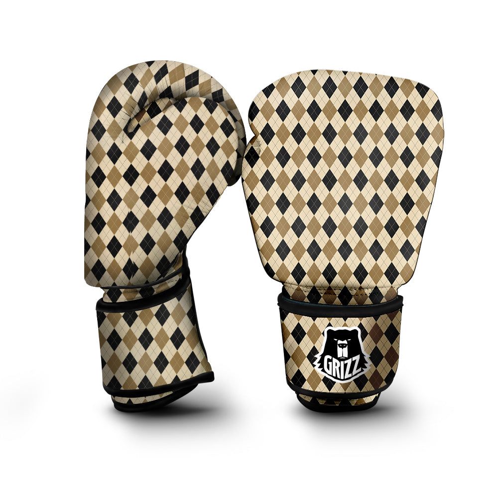 Harlequin Gold And Black Print Pattern Boxing Gloves-grizzshop