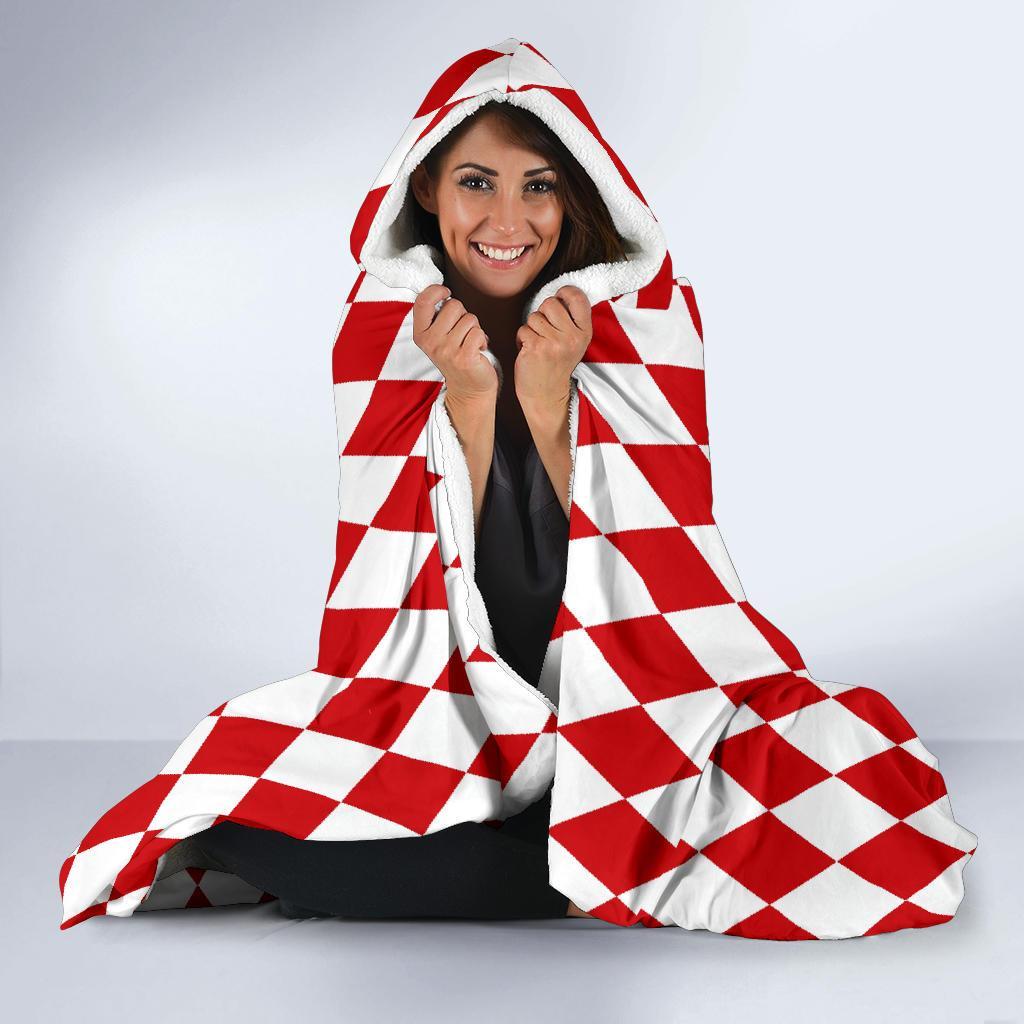 Harlequin Pattern Print Hooded Blanket-grizzshop