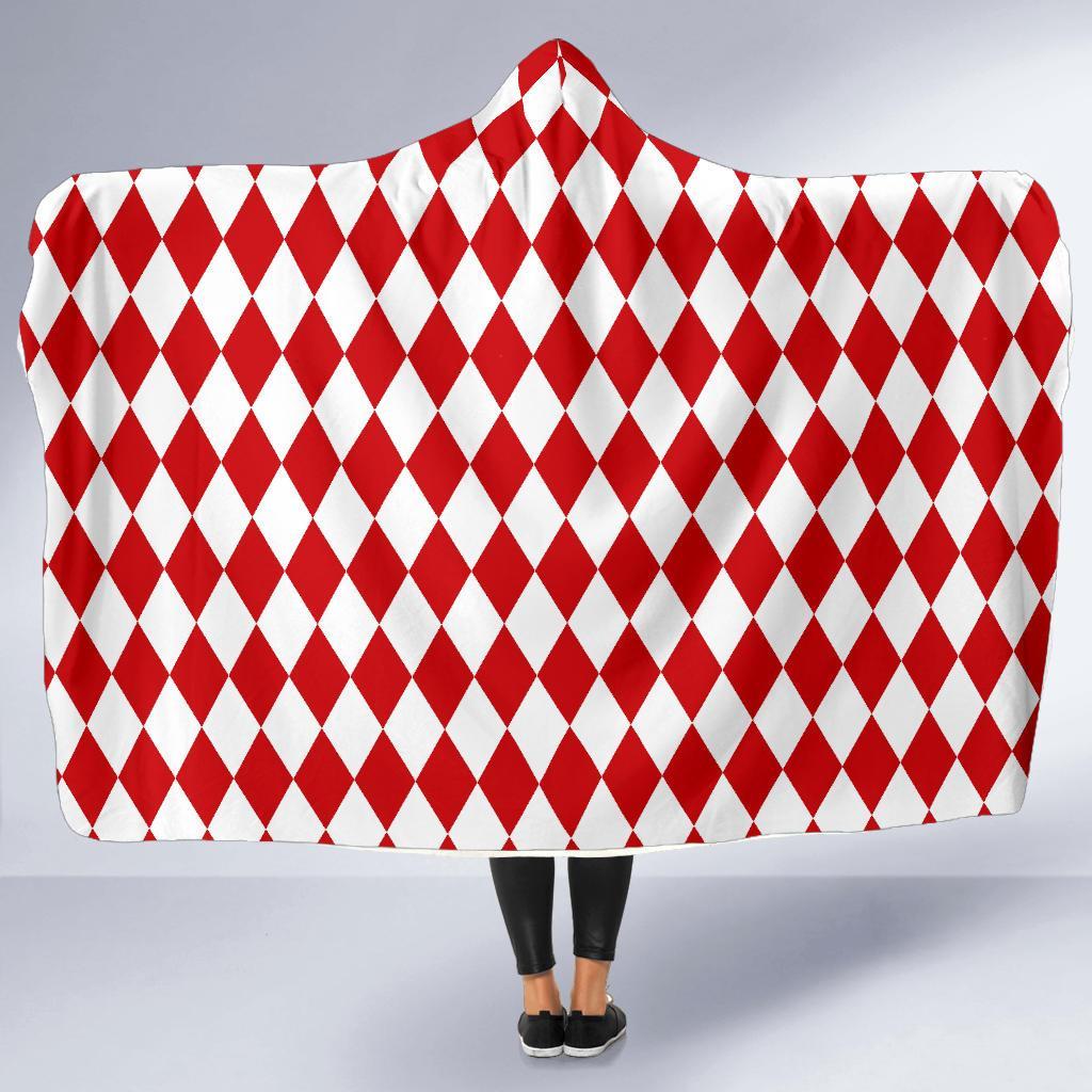 Harlequin Pattern Print Hooded Blanket-grizzshop