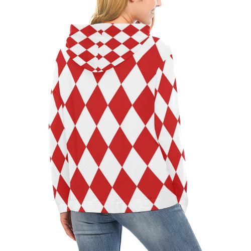 Harlequin Pattern Print Women Pullover Hoodie-grizzshop