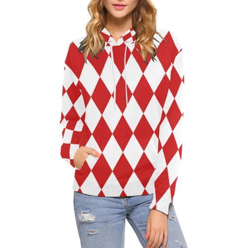 Harlequin Pattern Print Women Pullover Hoodie-grizzshop