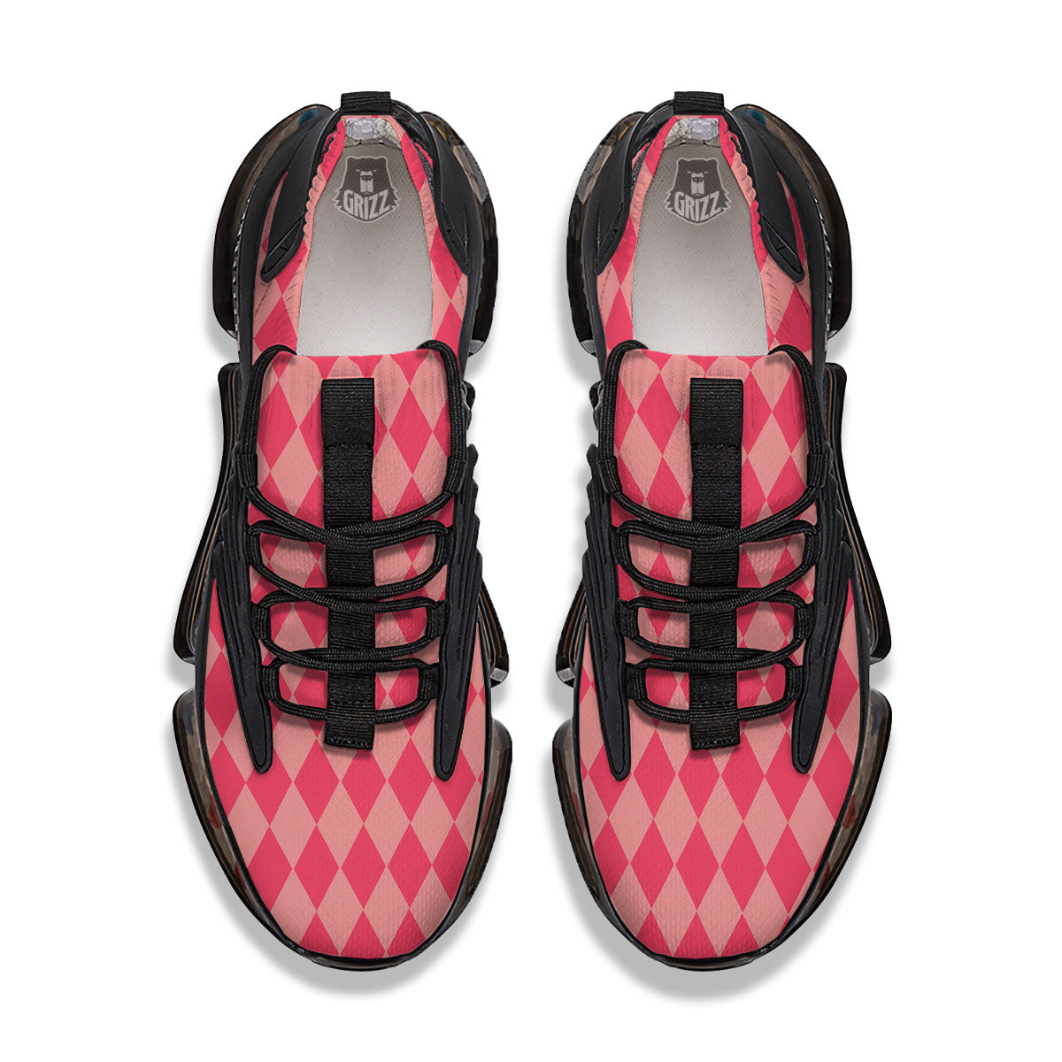 Harlequin Pink Print Pattern Black Gym Shoes-grizzshop