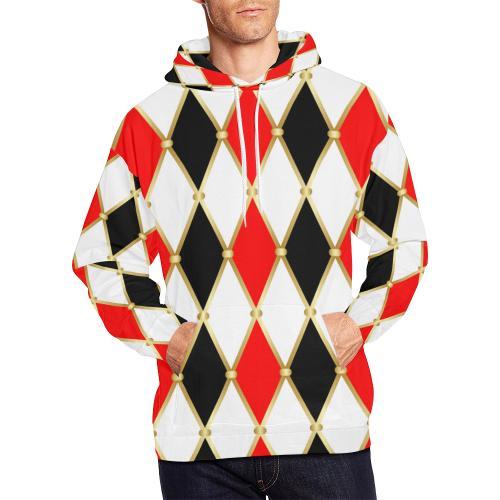 Harlequin Print Pattern Men Pullover Hoodie-grizzshop