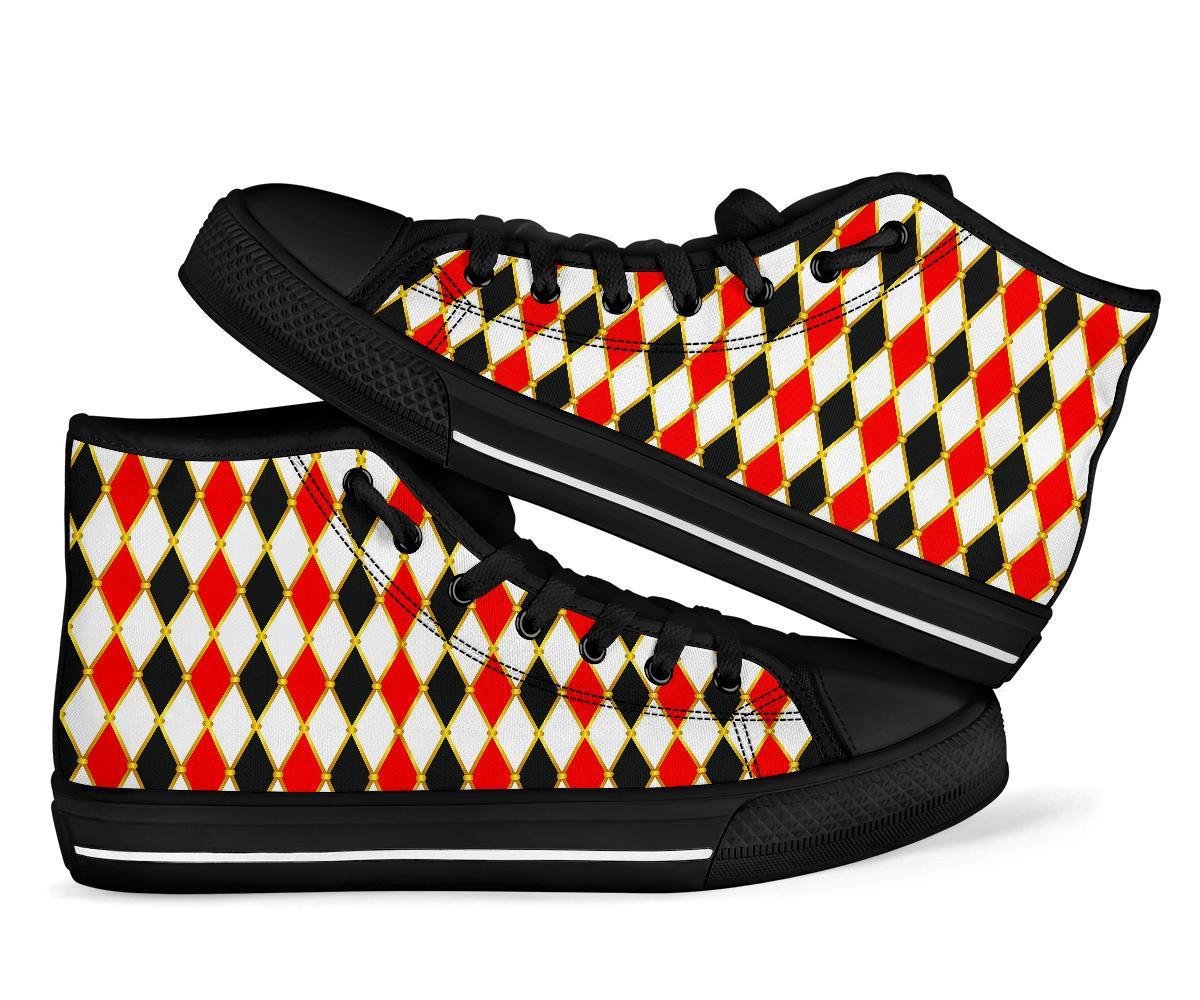Harlequin Print Pattern Men Women's High Top Shoes-grizzshop