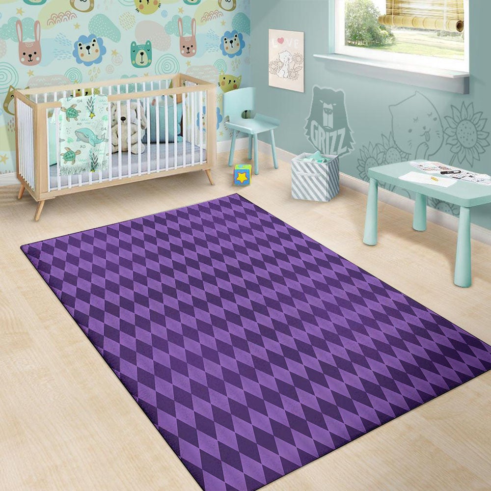 Harlequin Purple Print Pattern Floor Mat-grizzshop