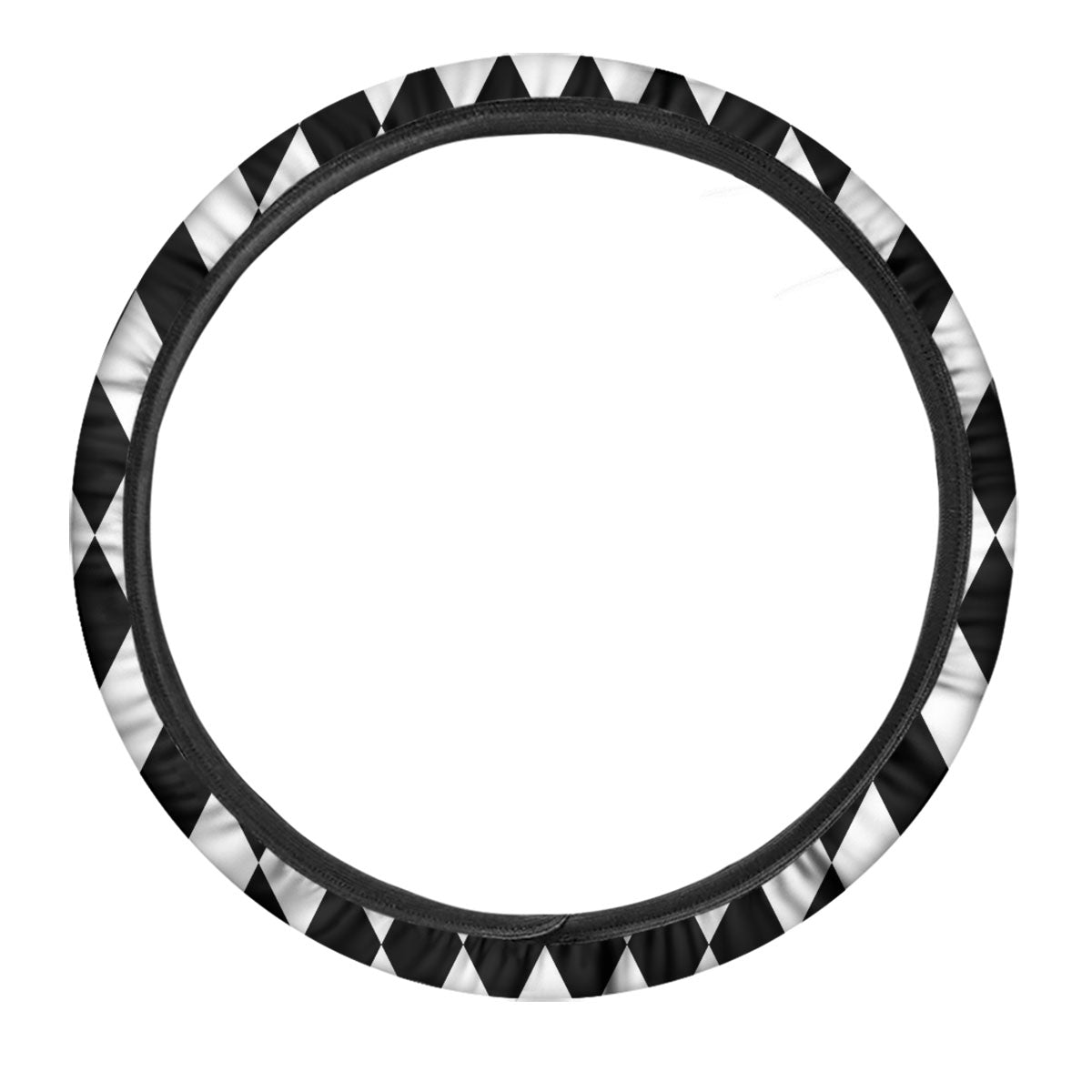 Harlequin White And Black Print Pattern Car Steering Wheel Cover-grizzshop