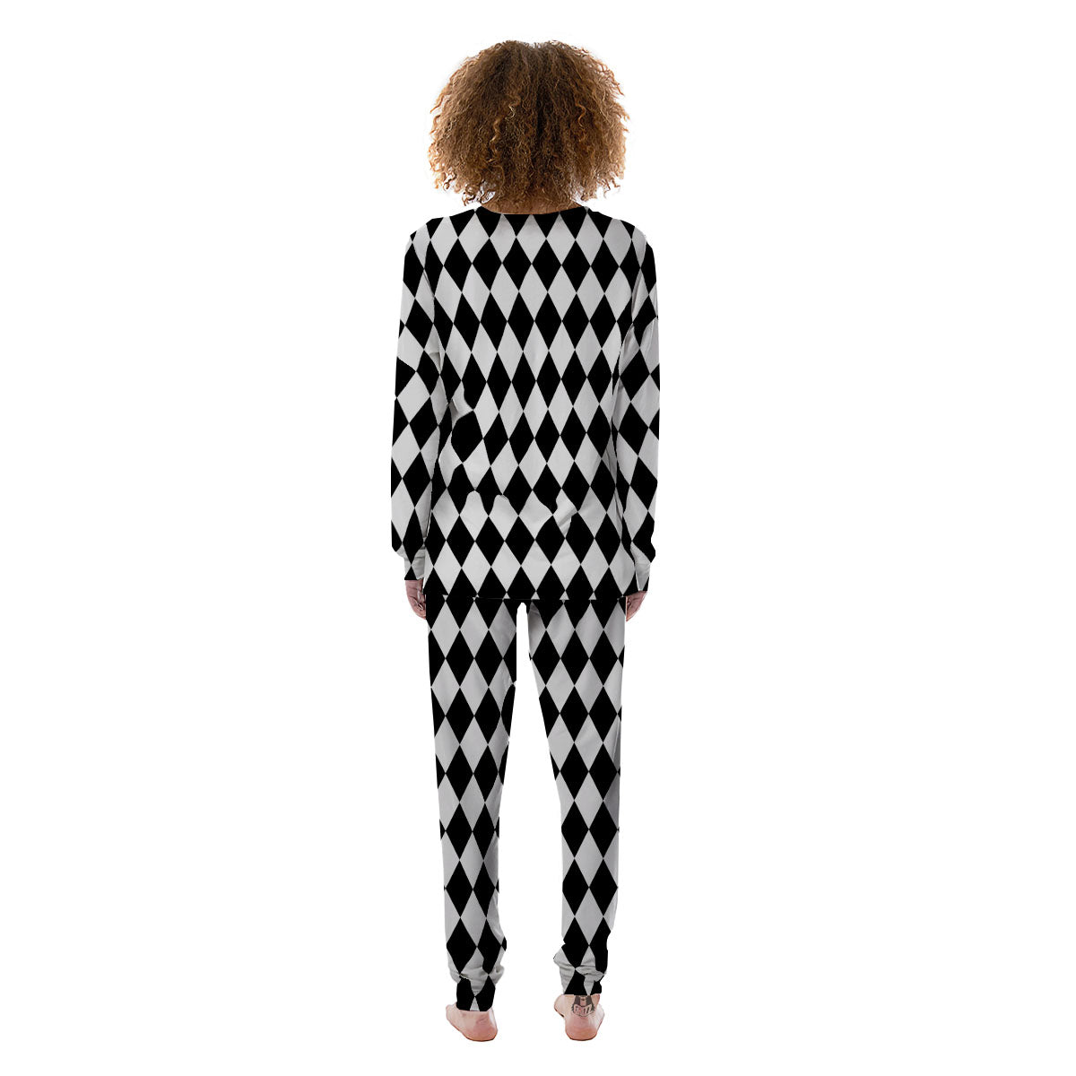 Harlequin White And Black Print Pattern Women's Pajamas-grizzshop