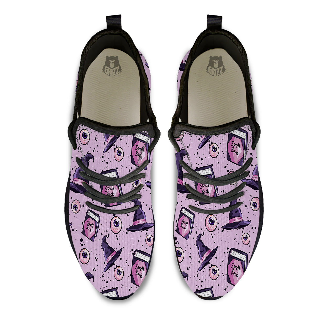 Hat Wizard Print Pattern Black Athletic Shoes-grizzshop