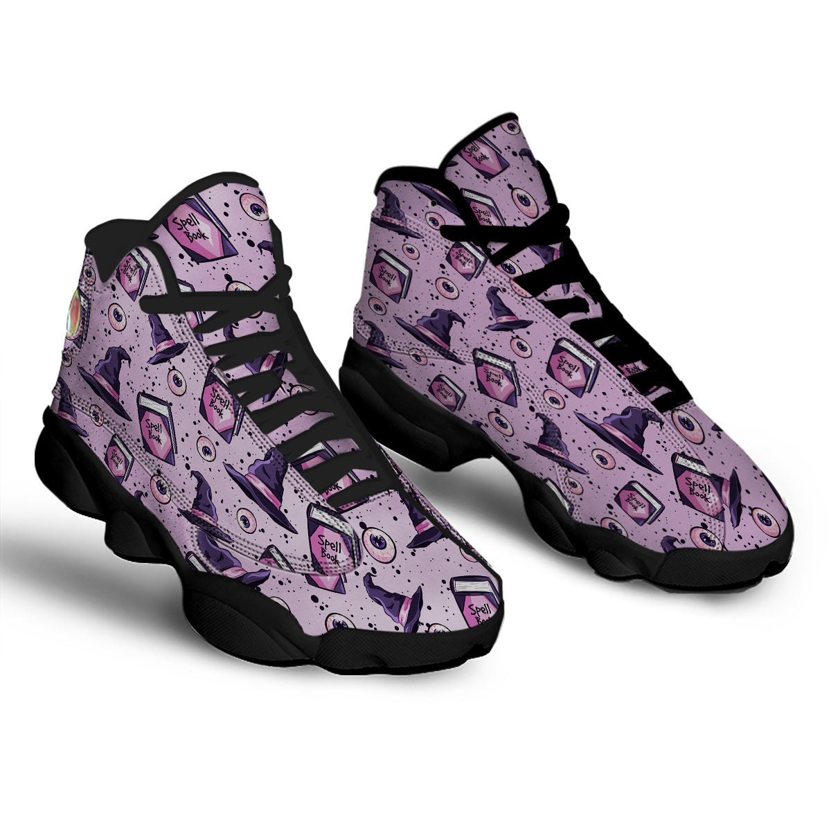 Hat Wizard Print Pattern Black Basketball Shoes-grizzshop