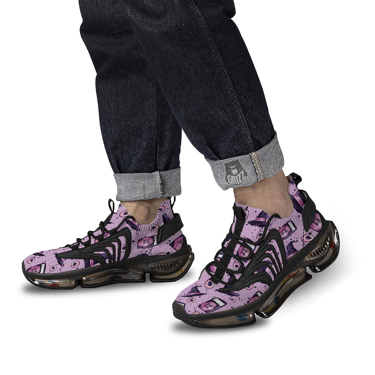 Hat Wizard Print Pattern Black Gym Shoes-grizzshop