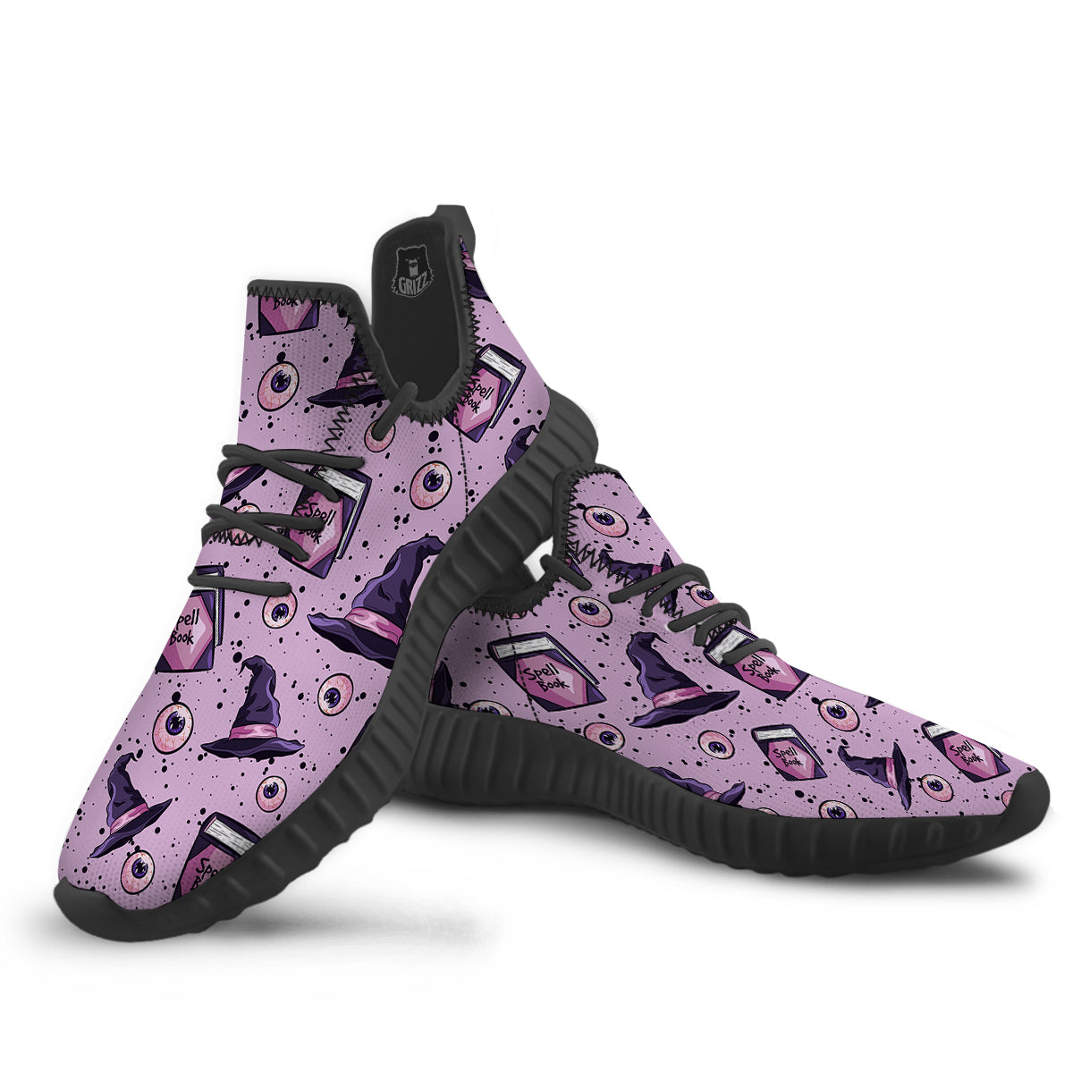 Hat Wizard Print Pattern Black Walking Shoes-grizzshop