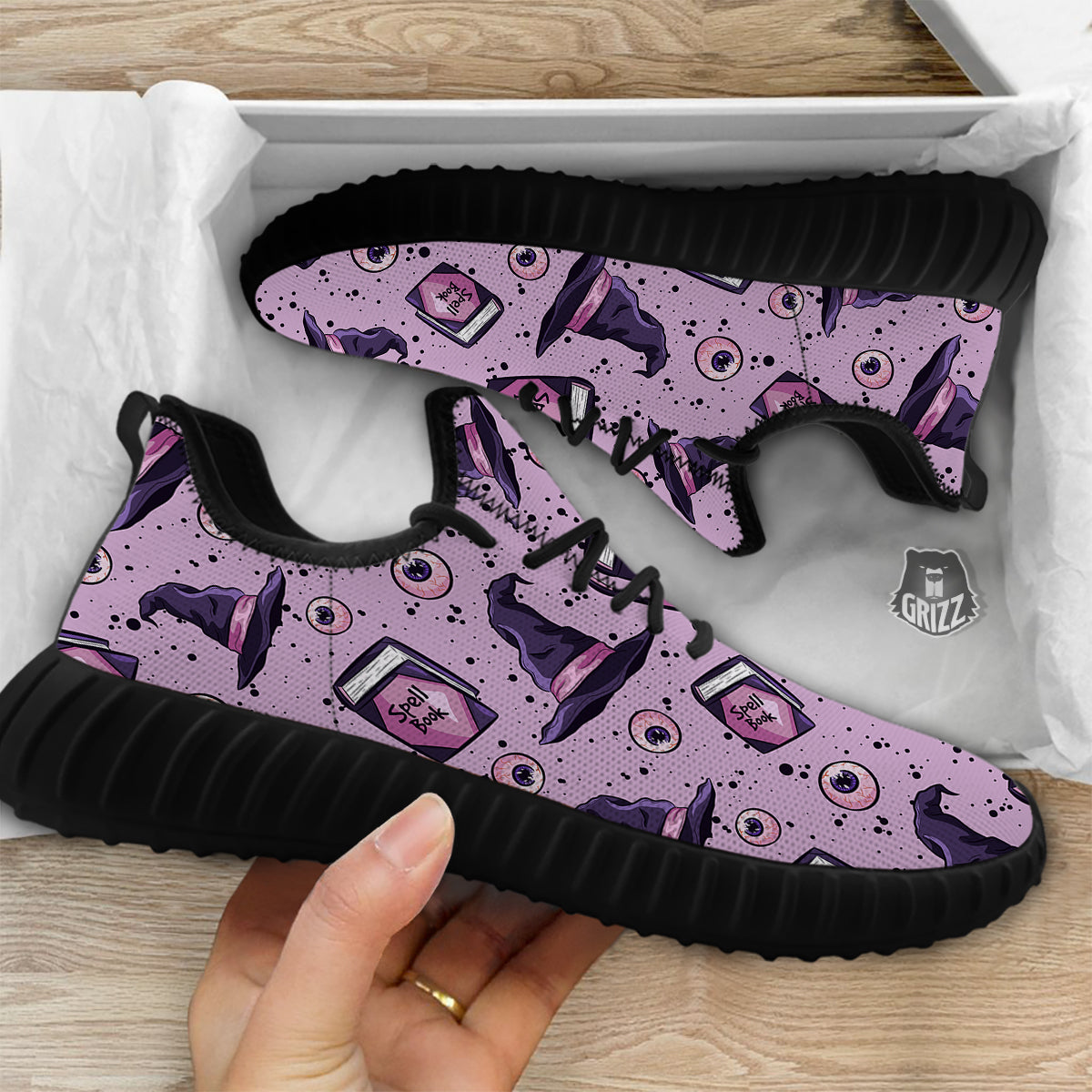 Hat Wizard Print Pattern Black Walking Shoes-grizzshop