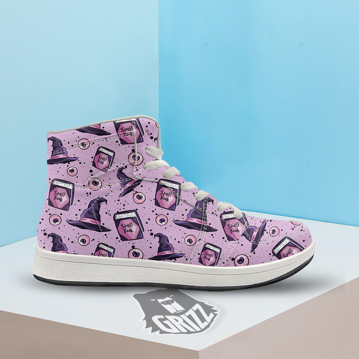 Hat Wizard Print Pattern High Top Sneakers-grizzshop