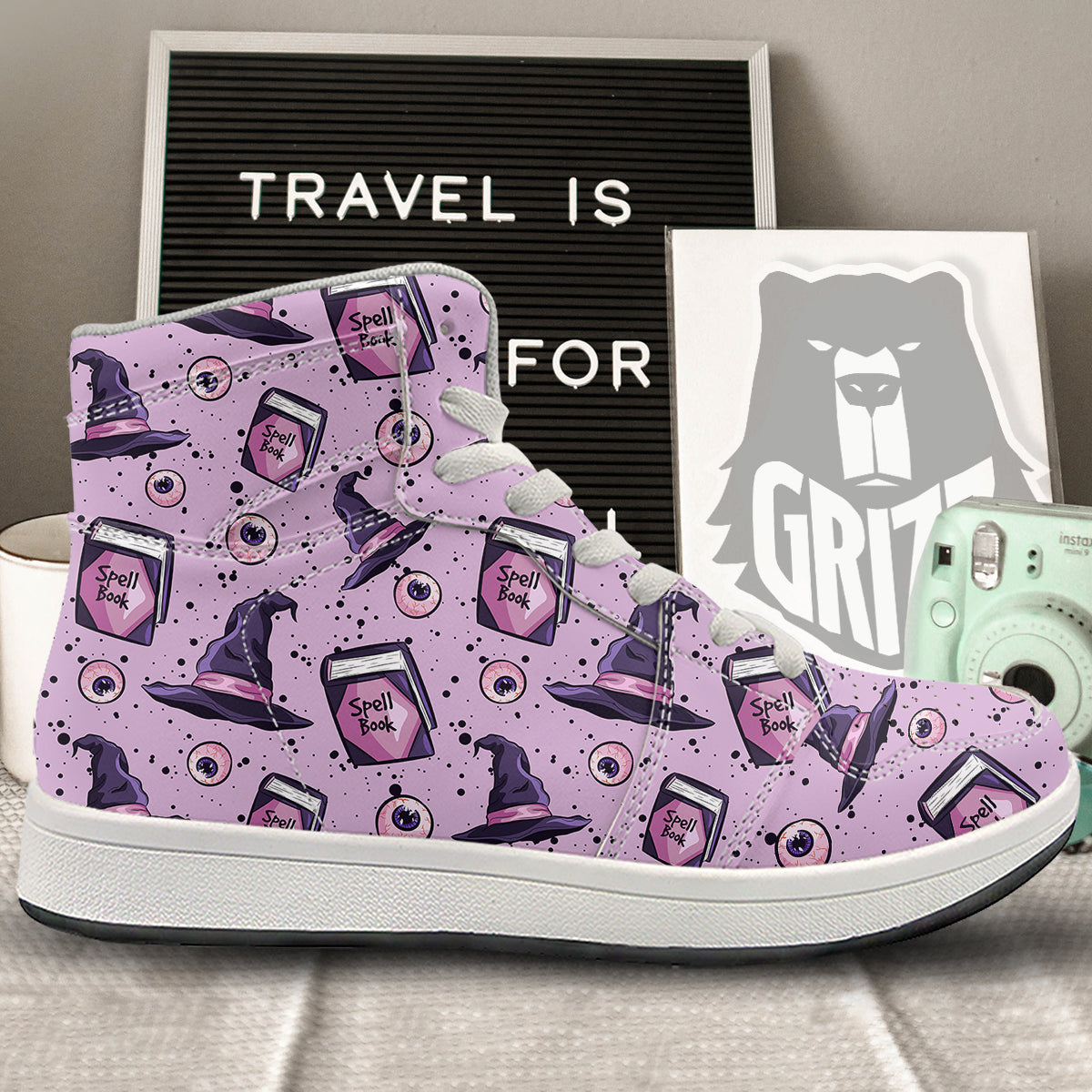 Hat Wizard Print Pattern High Top Sneakers-grizzshop
