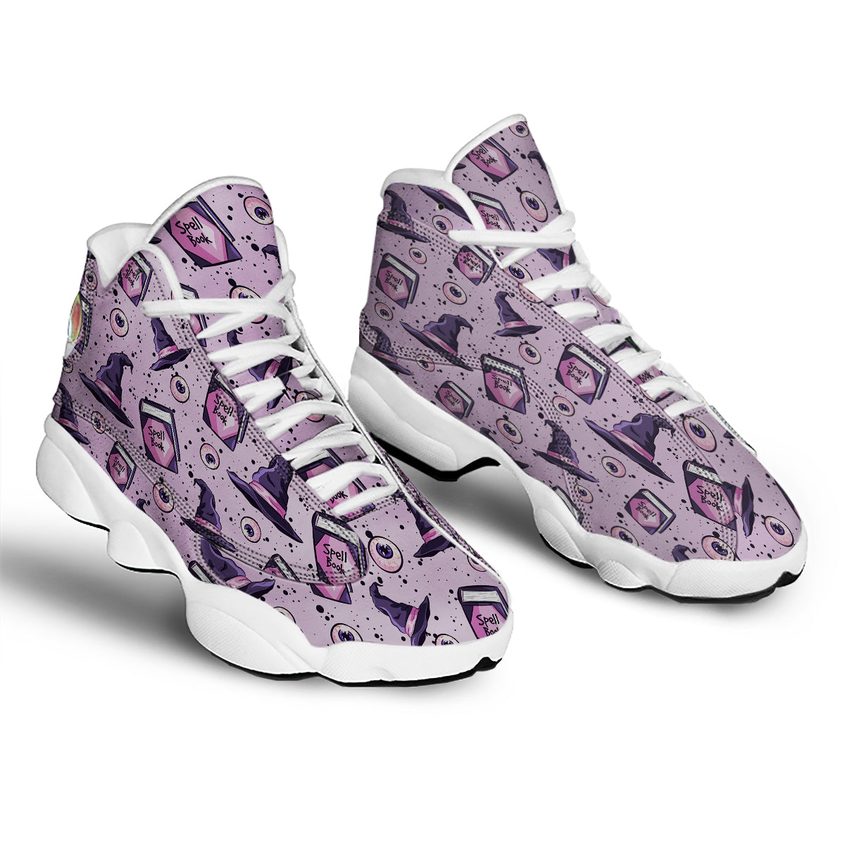 Hat Wizard Print Pattern White Basketball Shoes-grizzshop