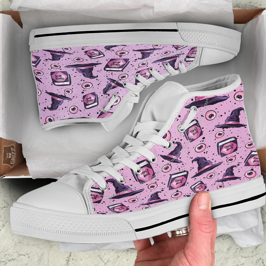 Hat Wizard Print Pattern White High Top Shoes-grizzshop