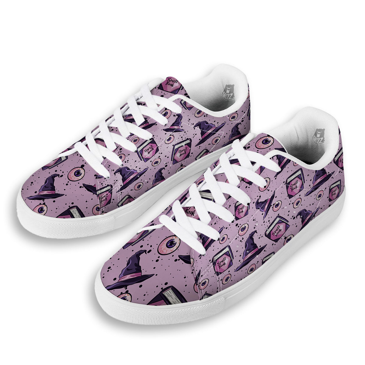 Hat Wizard Print Pattern White Low Top Sneakers-grizzshop