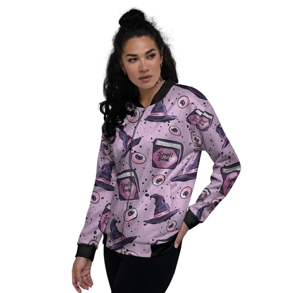 Hat Wizard Print Pattern Women's Bomber Jacket-grizzshop