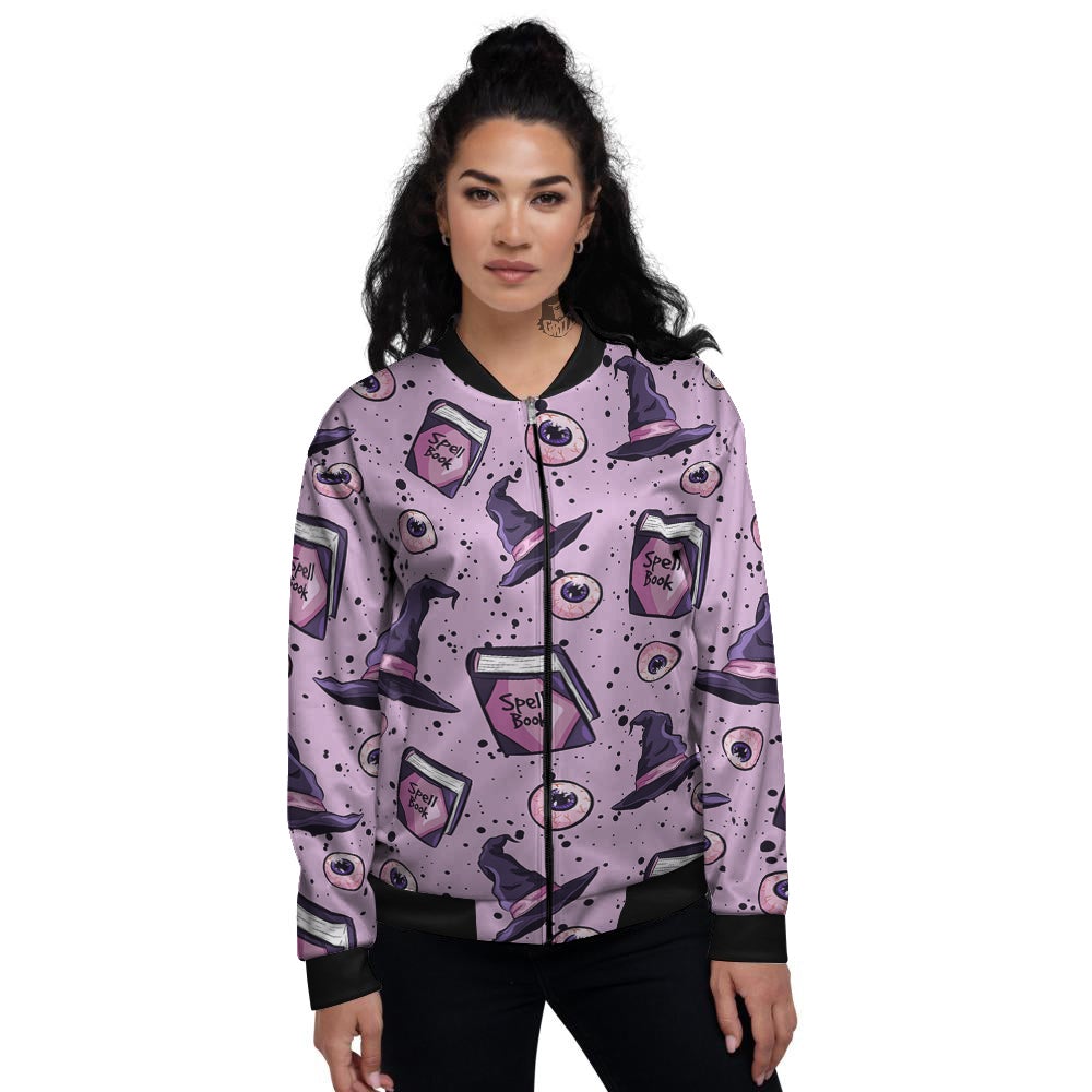 Hat Wizard Print Pattern Women's Bomber Jacket-grizzshop