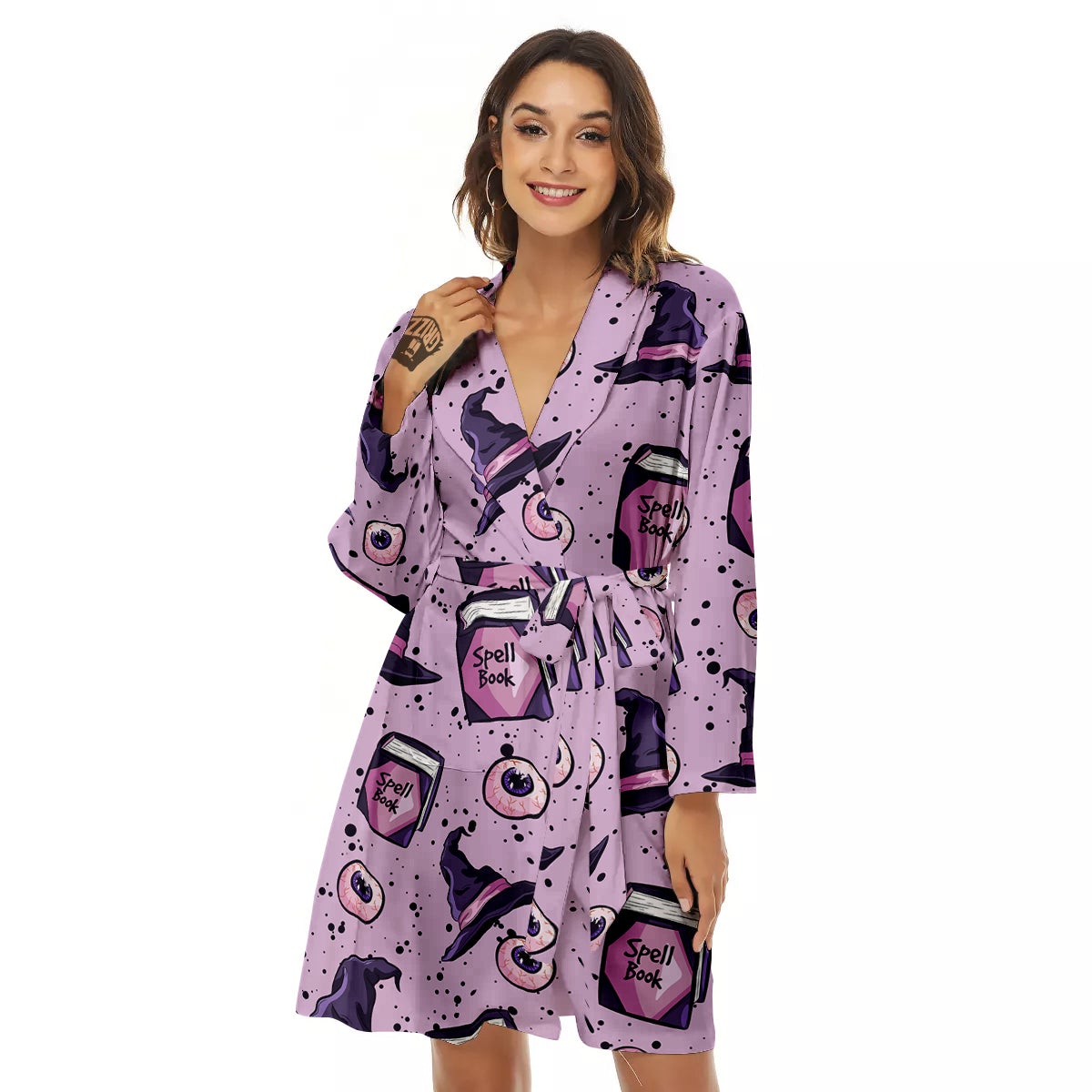 Hat Wizard Print Pattern Women's Robe-grizzshop