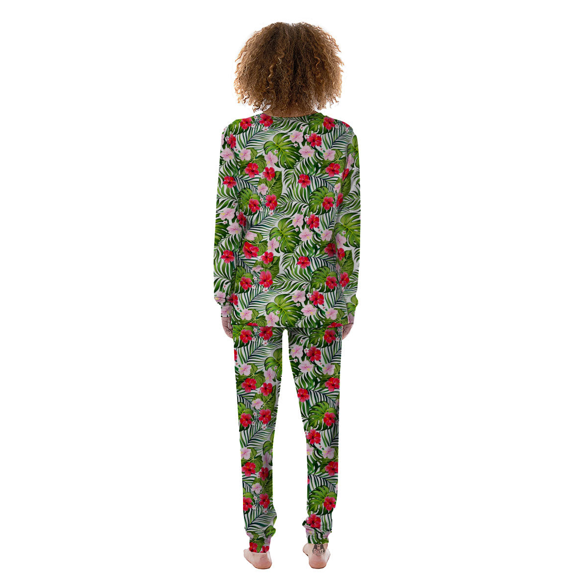 Hawaii Hibiscus Monstera Print Pattern Women's Pajamas-grizzshop