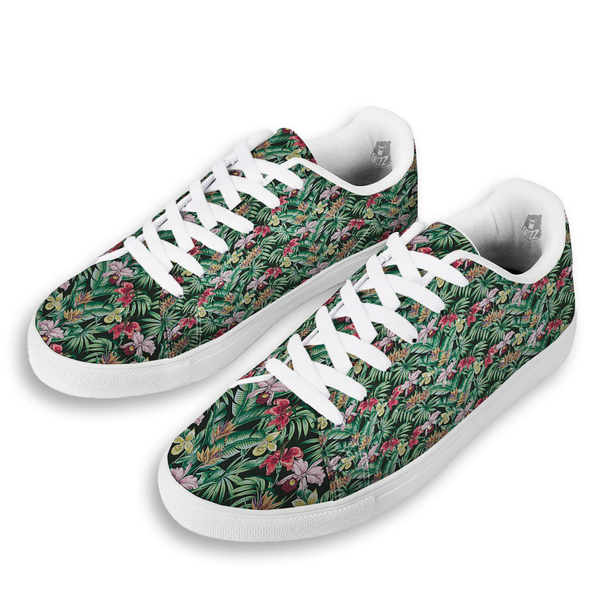 Hawaii Hibiscus Orchids Print Pattern White Low Top Sneakers-grizzshop