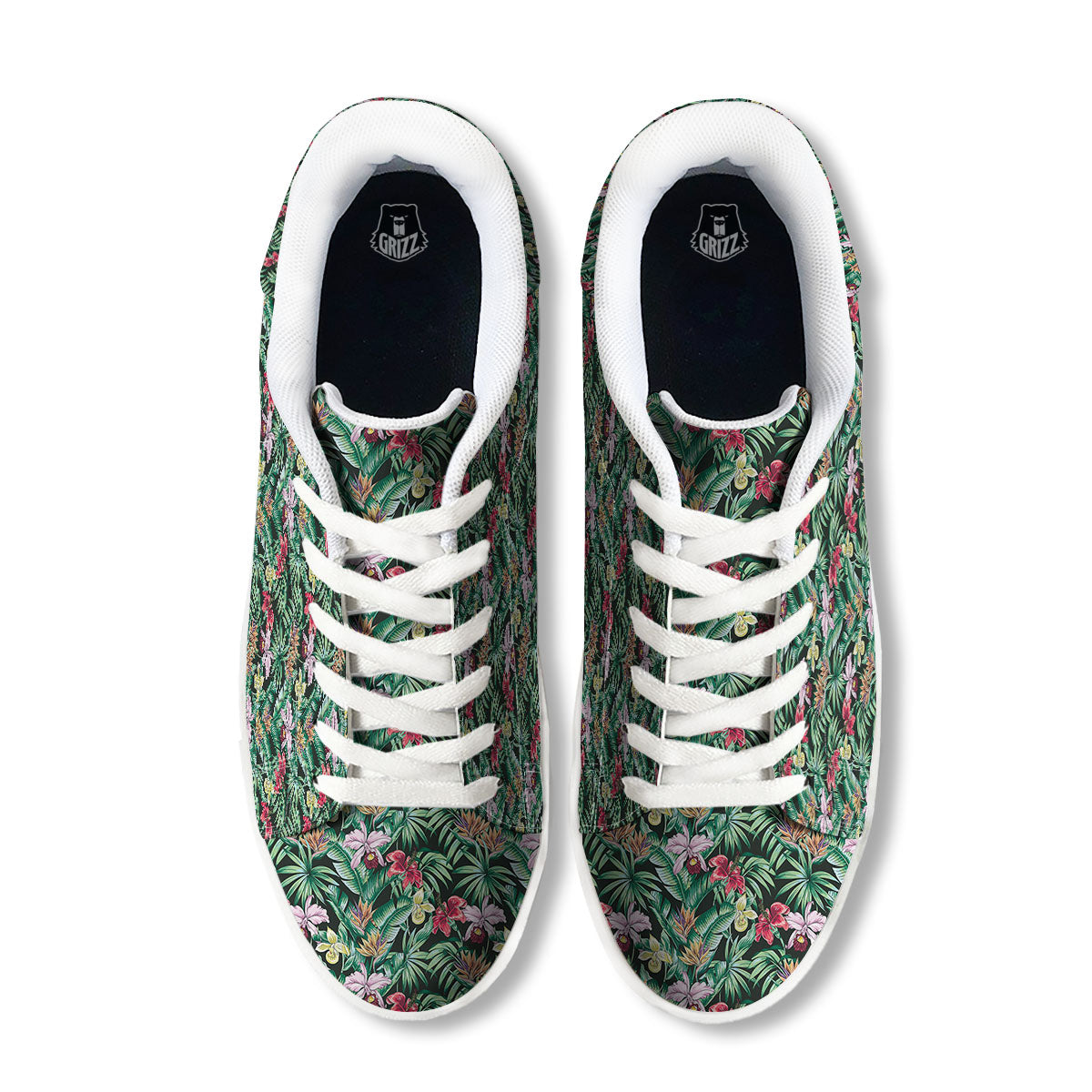 Hawaii Hibiscus Orchids Print Pattern White Low Top Sneakers-grizzshop