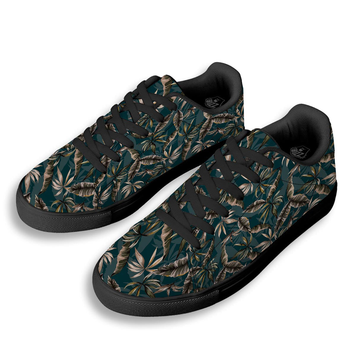 Hawaii Leaf Green Tropical Print Pattern Black Low Top Sneakers-grizzshop