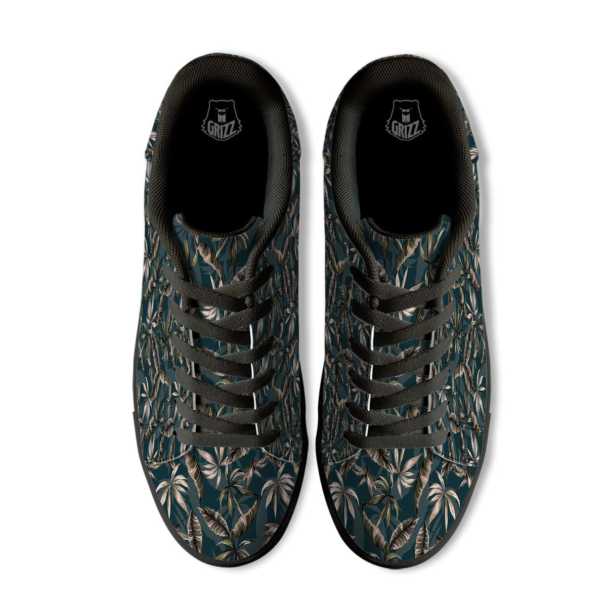 Hawaii Leaf Green Tropical Print Pattern Black Low Top Sneakers-grizzshop