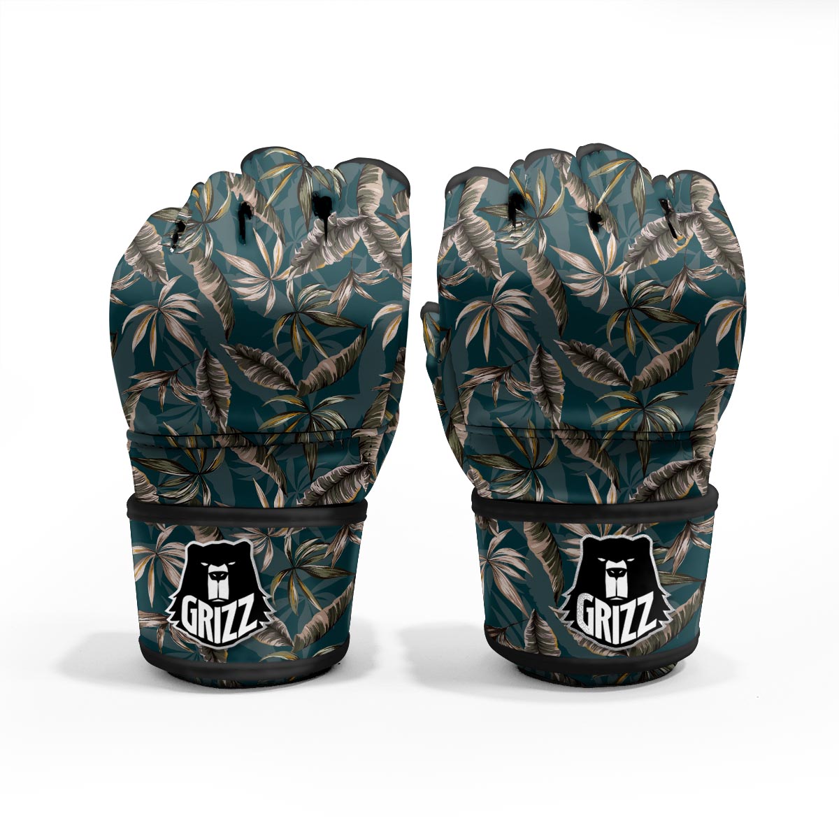 Hawaii Leaf Green Tropical Print Pattern MMA Gloves-grizzshop