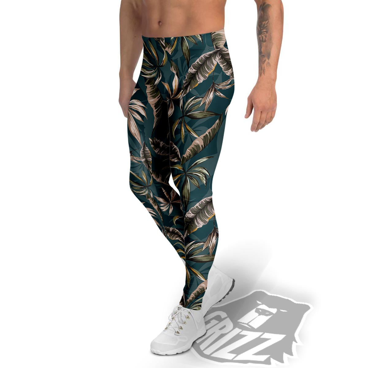 Hawaii Leaf Green Tropical Print Pattern Men's Leggings-grizzshop