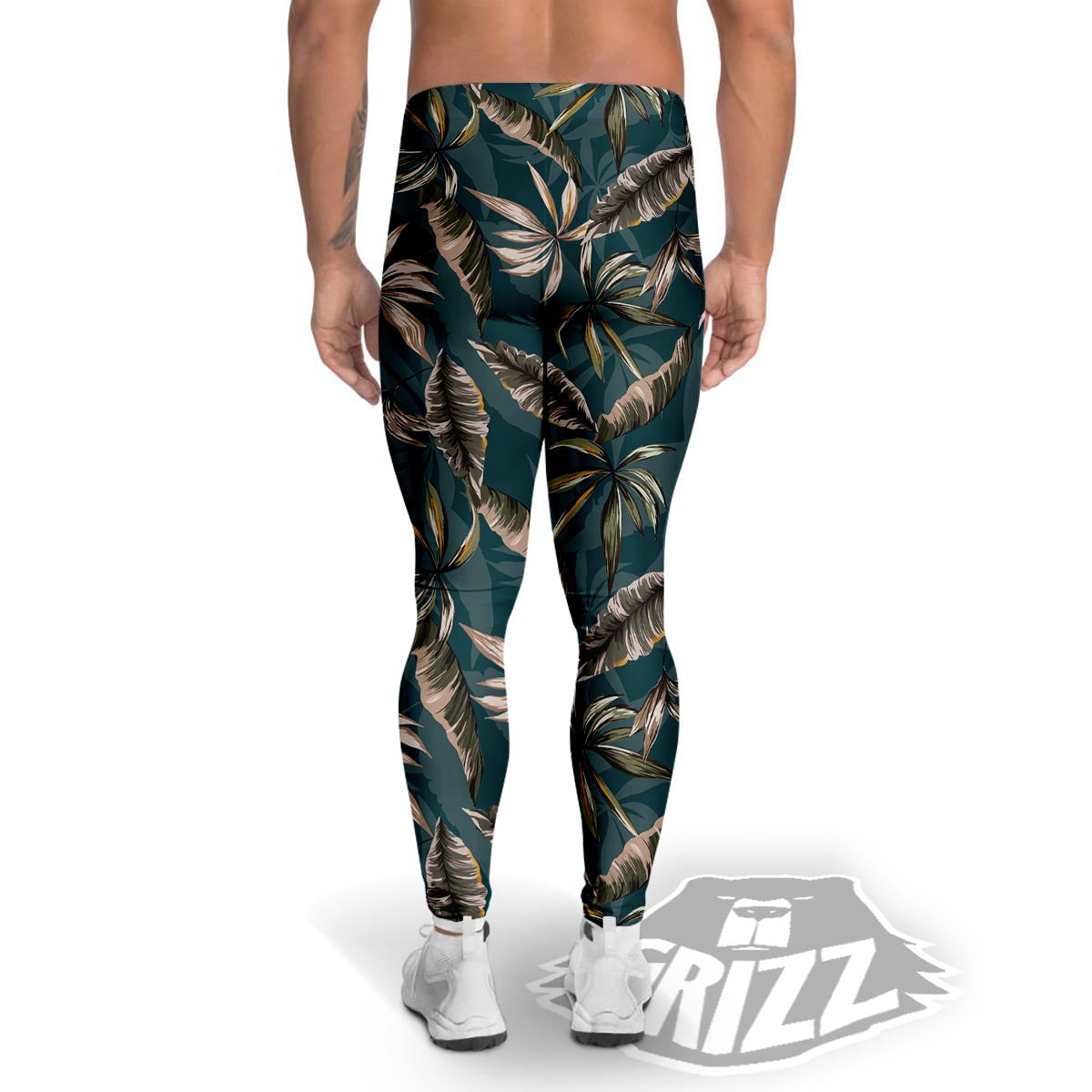 Hawaii Leaf Green Tropical Print Pattern Men's Leggings-grizzshop