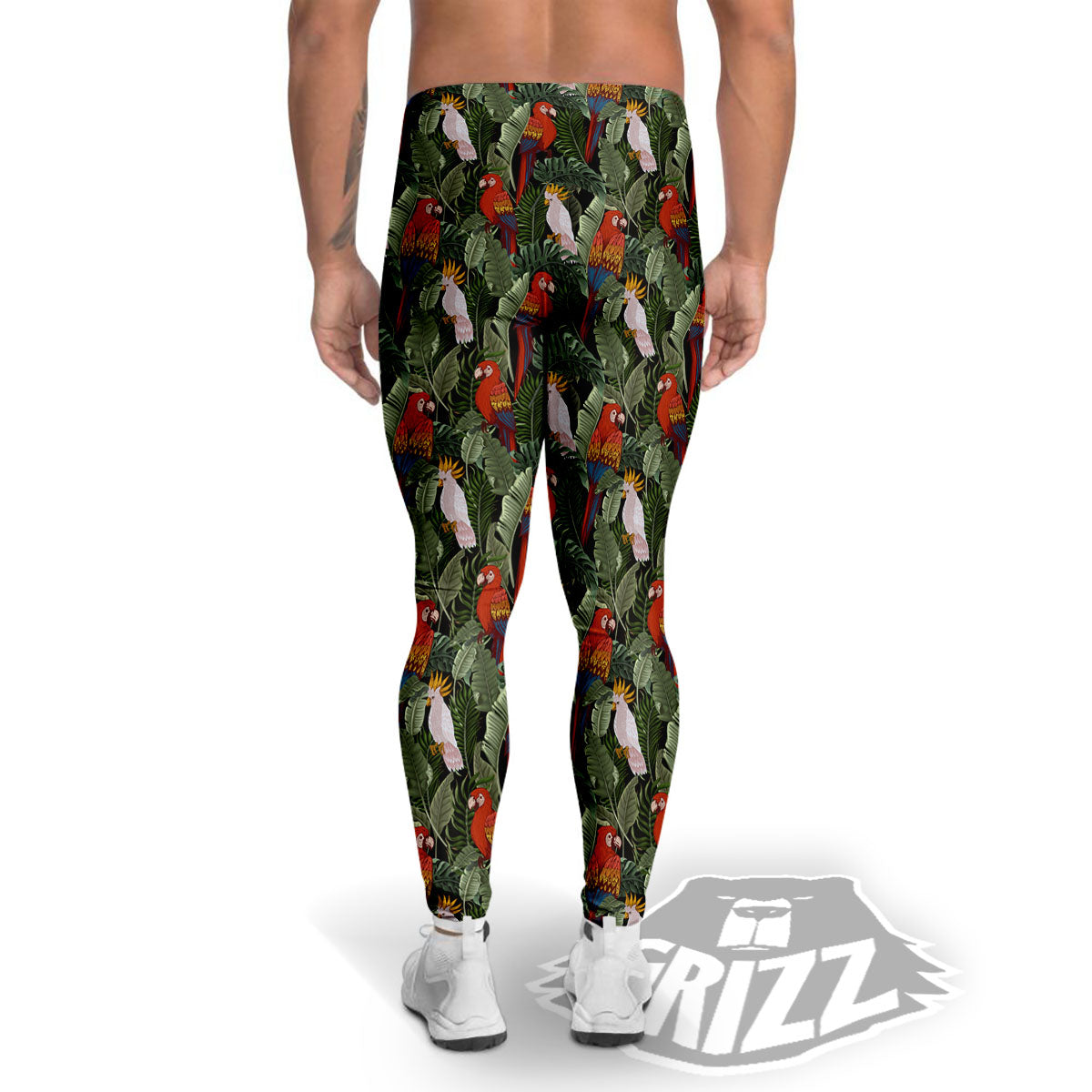 Hawaii Leaf Parrot Banana Print Pattern Men's Leggings-grizzshop