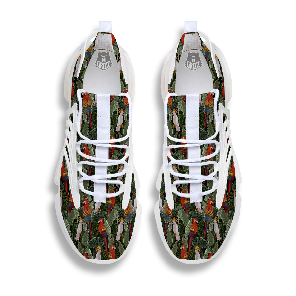 Hawaii Leaf Parrot Banana Print Pattern White Gym Shoes-grizzshop