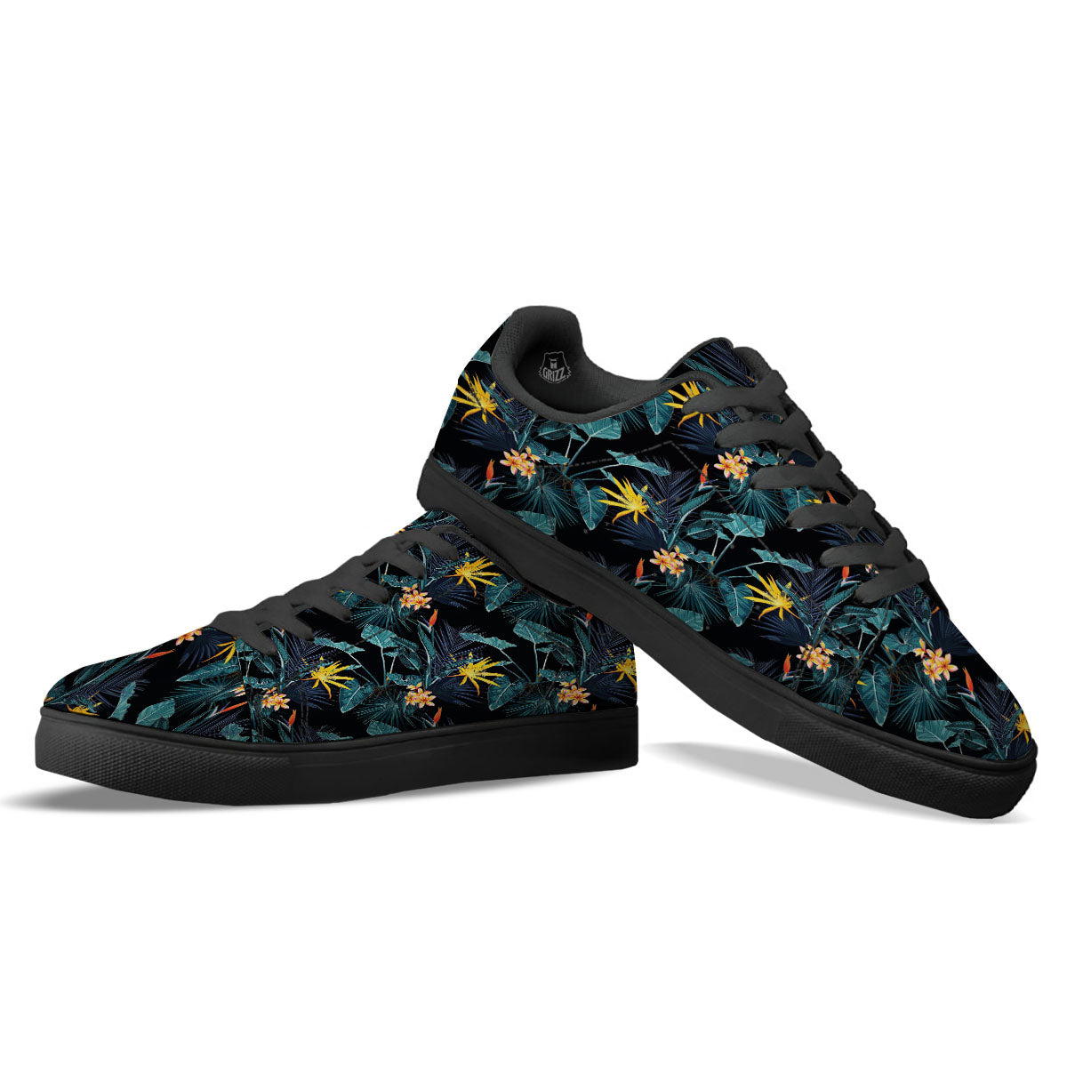 Hawaii Night Tropical Print Pattern Black Low Top Sneakers-grizzshop