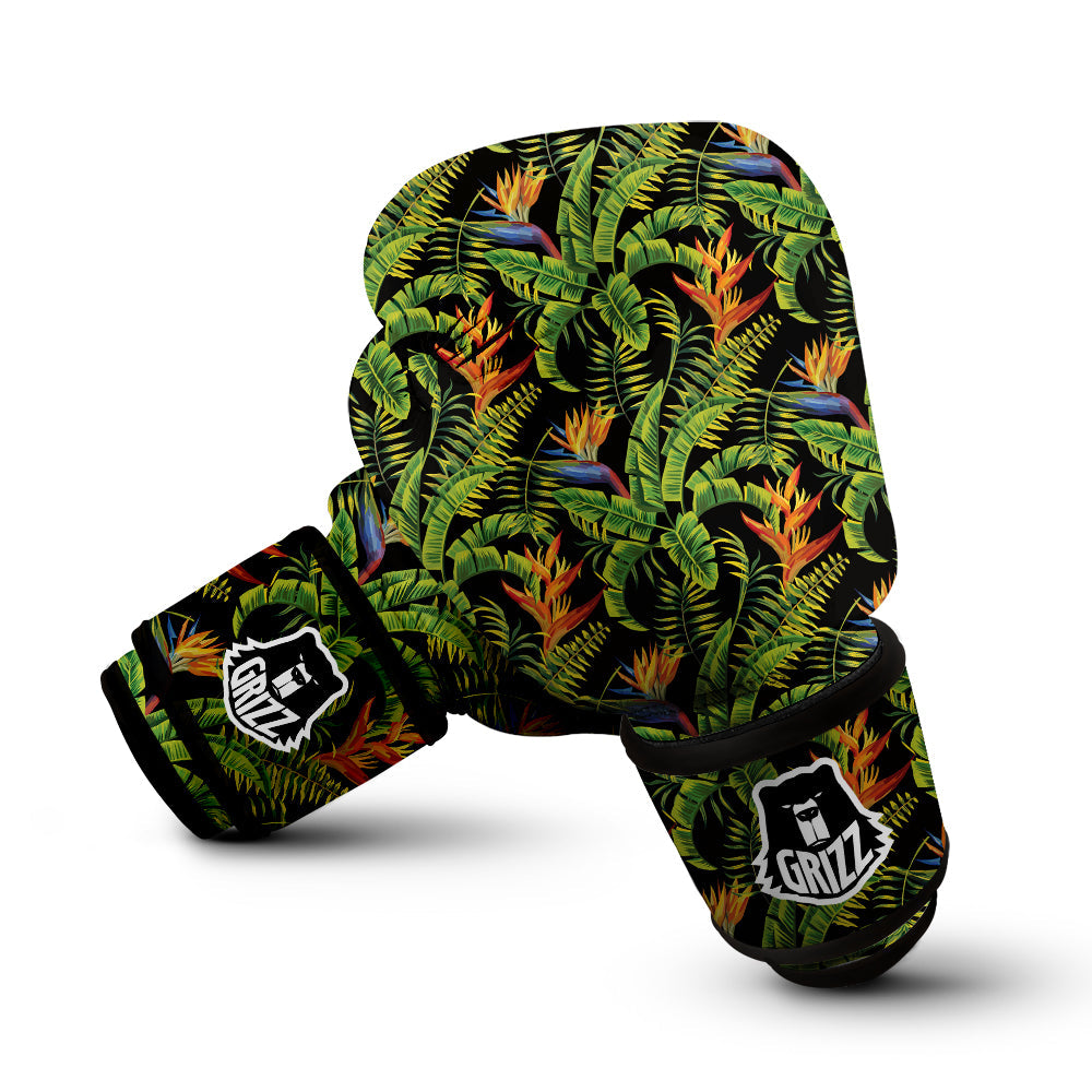 Hawaiian Banana Leaf Print Pattern Boxing Gloves-grizzshop