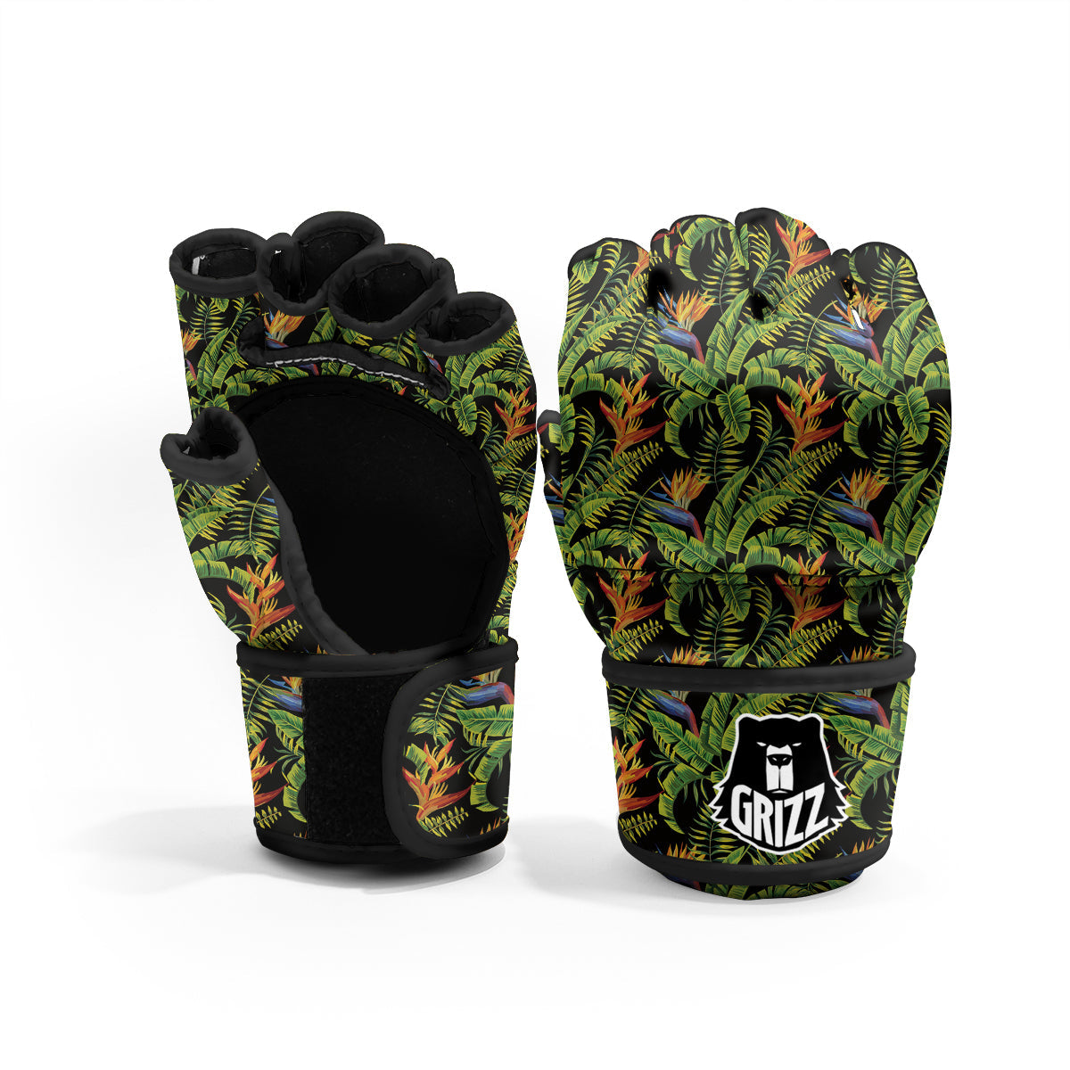 Hawaiian Banana Leaf Print Pattern MMA Gloves-grizzshop