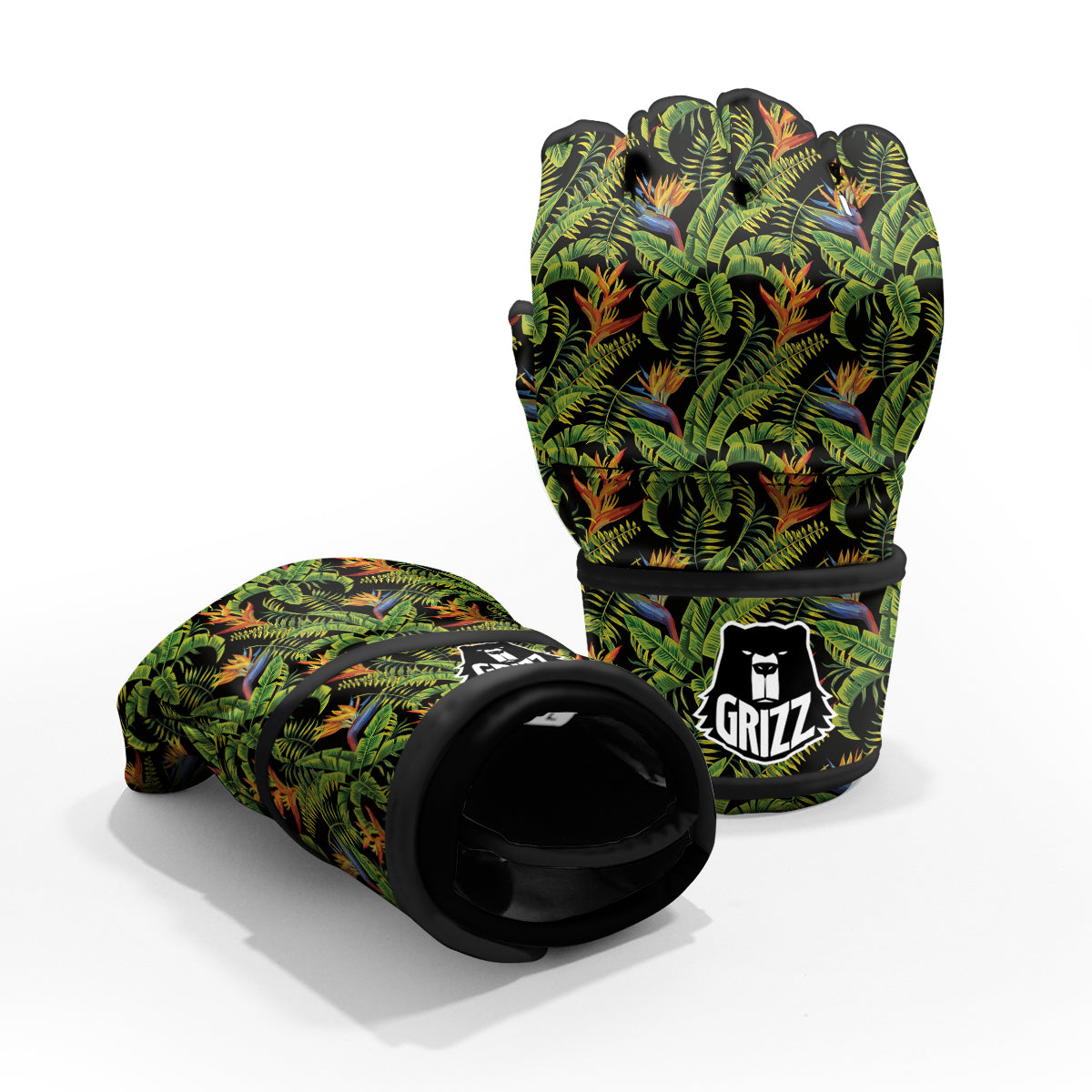 Hawaiian Banana Leaf Print Pattern MMA Gloves-grizzshop