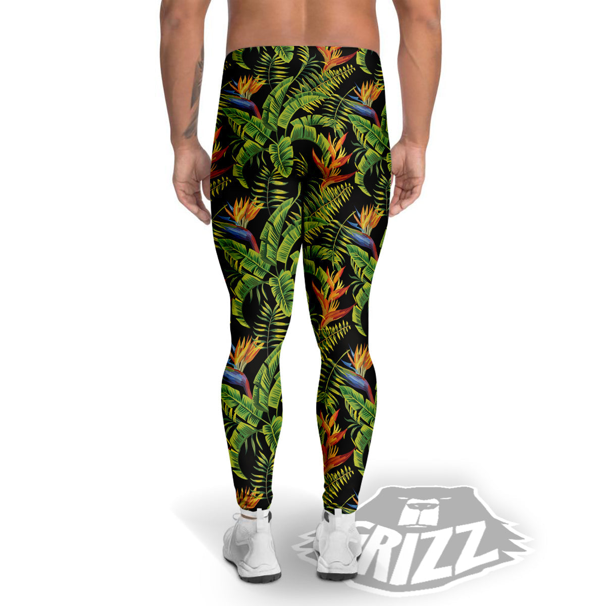 Hawaiian Banana Leaf Print Pattern Men's Leggings-grizzshop