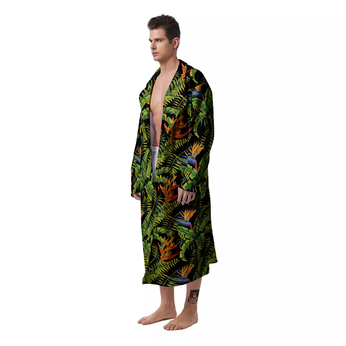 Hawaiian Banana Leaf Print Pattern Men's Robe-grizzshop